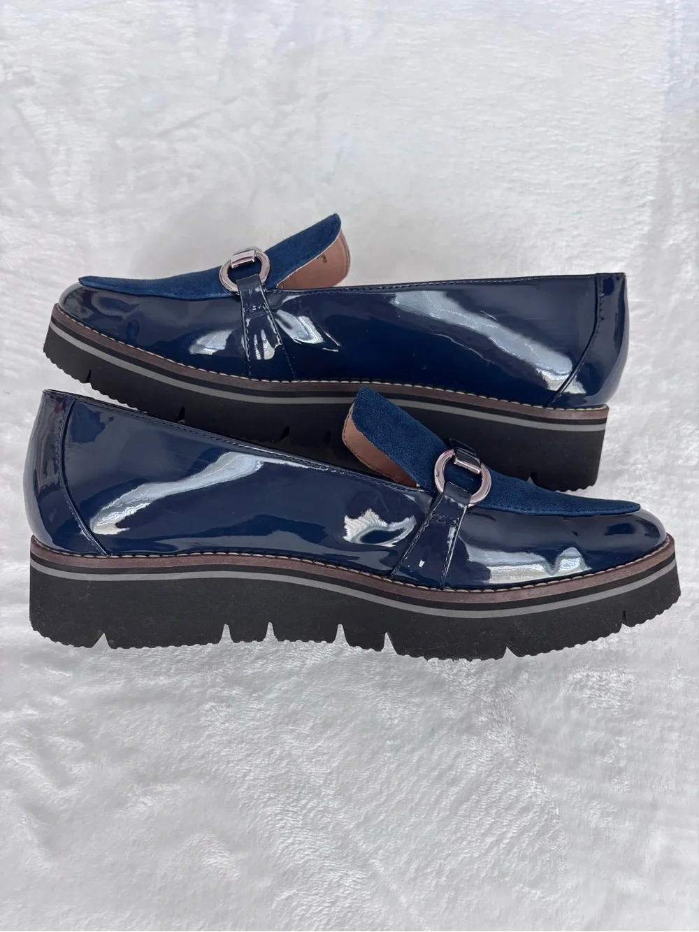 ALEX MARIE Gemima Marine Navy Patent Leather Slip-On Loafer--EUC--9